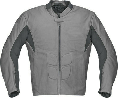 Men Gray Black Contrast Motor Biker Custom Genuine Leather Safety Pad Jacket