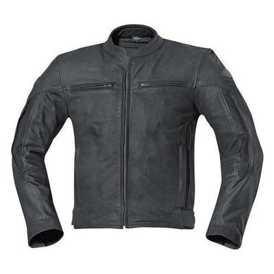 Men gray color motorcycle front zipper genuine leather jacket with safety pads