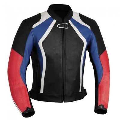 Men Multi Colors Motor Cycle Custom Real Genuine Leather Safety Pads Jacket