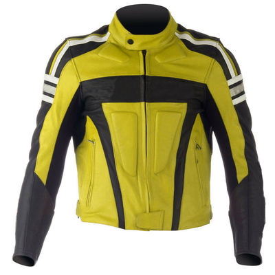 Men multi colors motor biker custom genuine cowhide leather safety pads jacket