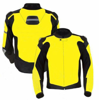 Men Black Yellow Cont Custom Motorcycle Leather Safety Pads jacket Speed Hump