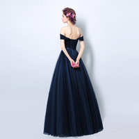 Blue tulle long prom dress evening dress - Thumbnail 3