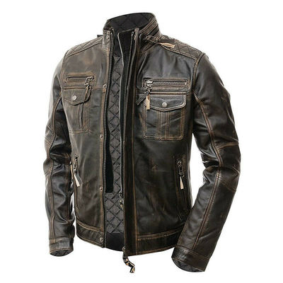 New Cafe Racer Vintage Men's Distressed Biker Brown Jacket