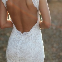 V Neck Mermaid Lace Wedding Dresses Bridal Gown - Thumbnail 3