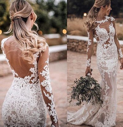 Boho Wedding Dresses Bridal Gown with Appliques