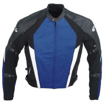 Men black blue cont motorbike white striped genuine leather safety pads jacket - Thumbnail 2
