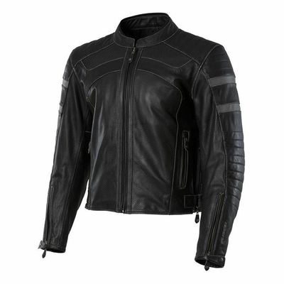 Men Black Color Motorcycle Quilted Arms Real Genuine Leather Safety Pads jacket