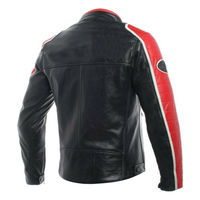 Men Black Red Cont Motorcycle White Striped Genuine Leather Safety Pads jacket - Thumbnail 2