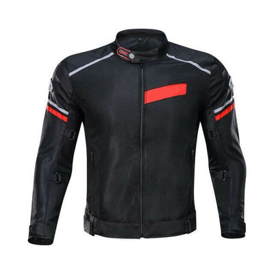 Men Black Motorcycle Tab Collar Front Zipper Genuine Leather Safety Pads jacket