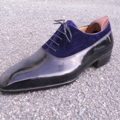 Latest handmade navy black office beauty lace up narrow toe formal shoes in genuine leather suede