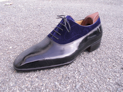 Latest Handmade Navy Black Office Beauty Lace Up Narrow Toe Formal Shoes In Genuine Leather Suede