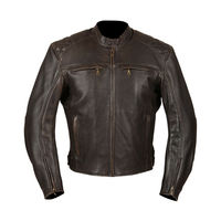 Men Black Motor Biker Handmade Genuine Cowhide Leather Safety Pads Jacket - Thumbnail 4