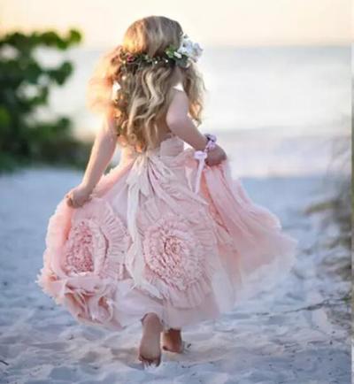 Pretty Pink Flower Girl Dresses with Handmade Flower