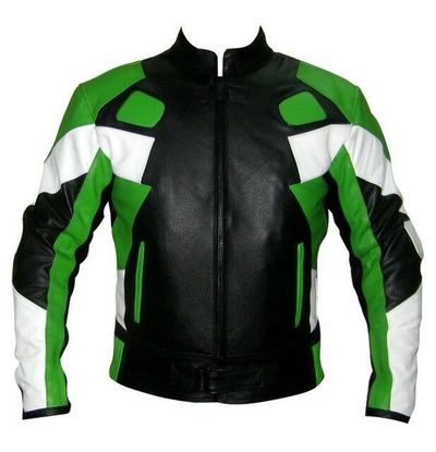 Handmade Men Three Tone Colors Biker Custom Genuine Leather Safety Pad Jacket