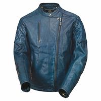 Made To Order Men Blue Motorcycle Front Zipper Genuine Leather Safety Pad jacket - Thumbnail 4