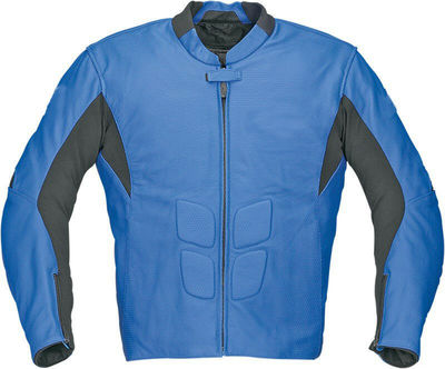 Handmade Men Black Blue Contrast Motor Biker Genuine Leather Safety Pads Jacket