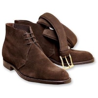 New Handmade Brown Boots, Hand stitched chukka suede Boots Men ankle high chukka boot - Thumbnail 4