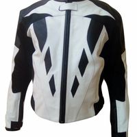 Hand Made Men Black White Cont Motorbike Genuine Real Leather Safety Pads jacket - Thumbnail 4