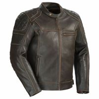 Hand Made Men Brown Racing Motor Bike Real Genuine Leather Safety Pads jacket - Thumbnail 1
