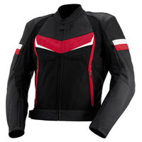 Hand Made Men Black Color Motorbike Red White Stripe Real Genuine Leather Jacket - Thumbnail 4