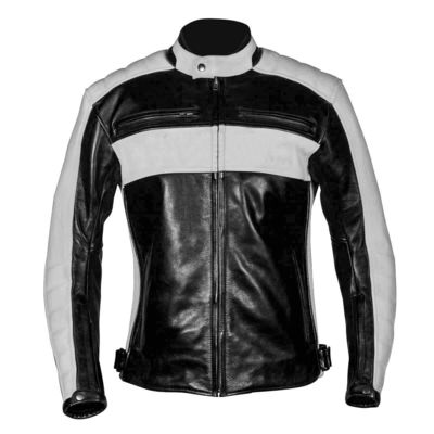Customize men black gray contrast motor cycle genuine leather safety pads jacket - Thumbnail 1