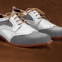 Men's Handmade Genuine Leather Suede Two Tone Lace up Dress Shoes, Men Wingtip Shoes - Thumbnail 1