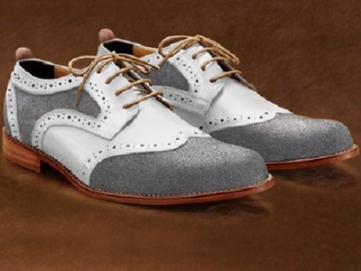 Men's Handmade Genuine Leather Suede Two Tone Lace up Dress Shoes, Men Wingtip Shoes