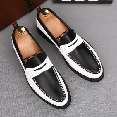 Handmade Men's Two Tone Spectator Moccasin Dress Leather Business Shoes