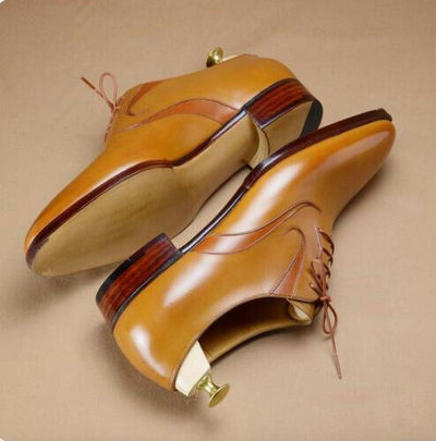 Handmade Men Brown Lace Up Dress Business Shoes, Real Leather Office Shoes