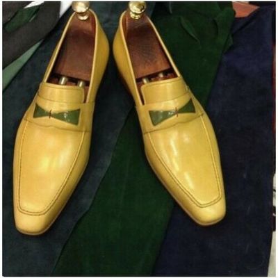 Handmade Men Tan Moccasins Dress Business Shoes, Real Leather Office Shoes