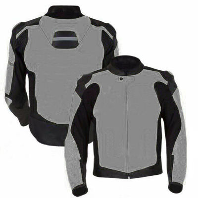 Customized men black gray cont motorcycle genuine leather safety pads jacket - Thumbnail 4