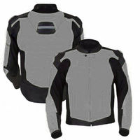Customized Men Black Gray Cont Motorcycle Genuine Leather Safety Pads jacket - Thumbnail 4