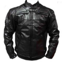 Customized Men Black Motor Biker Genuine Cowhide Leather Safety Pads Jacket - Thumbnail 1