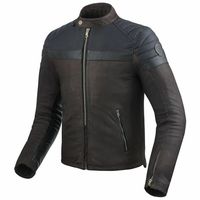 Custom Men Brown Blue Motorcycle Front Zipper Genuine Leather Safety Pads jacket - Thumbnail 4