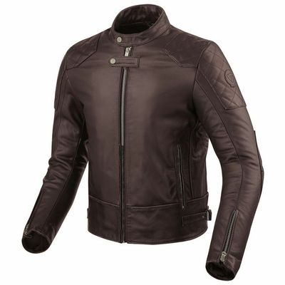 Custom men dark brown motor bike front zipper genuine leather safety pad jacket - Thumbnail 2