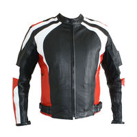 Custom Men Three Tone Motor Biker Genuine Cowhide Leather Safety Pads Jacket - Thumbnail 4