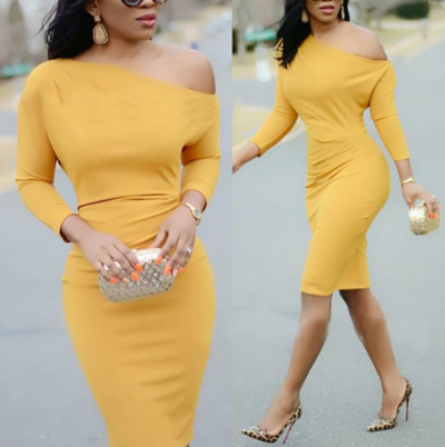 Solid Color Long Sleeve Dress