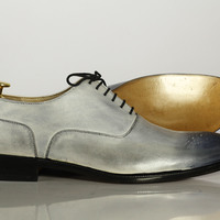 Men's Two Tone Leather Lace Up Dress Shoes - Thumbnail 2