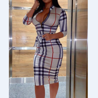 Long Sleeve Sexy Check Dress