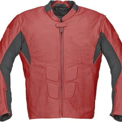 Custom men black maroon contrast motor biker genuine leather safety pads jacket - Thumbnail 3
