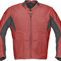 Custom Men Black Maroon Contrast Motor Biker Genuine Leather Safety Pads Jacket - Thumbnail 4