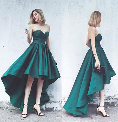 Sweetheart Hi Low Green Prom Dresses Under 100