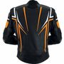 Custom Men Black Motorcycle White Orange Striped Real Leather Safety Pads jacket-1