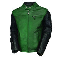 Customized Men Black Green Motorcycle Racing Genuine Leather Safety Pads jacket - Thumbnail 4