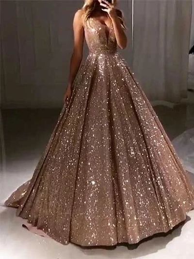 A Line Sparkling Prom Dresses Formal Dresses Wedding Party Dresses
