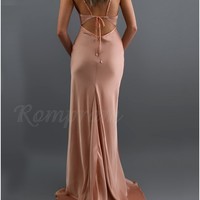 Simple Blush Long Prom Dress Mermaid Formal Dress - Thumbnail 2