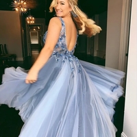 Applique Tulle Prom Dresses Formal Dresses Party Gowns - Thumbnail 1