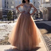 Champagne Beaded Prom Dresses Sweet 16 Dresses - Thumbnail 1