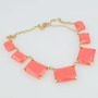 Coral Gold Tone Statement Necklace, Bib Bubble Necklace, Rhinestone Chunky Cluster -1