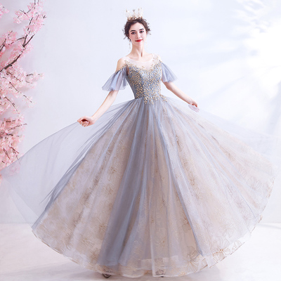 Stylish tulle sequins long prom dress formal dress - Thumbnail 5